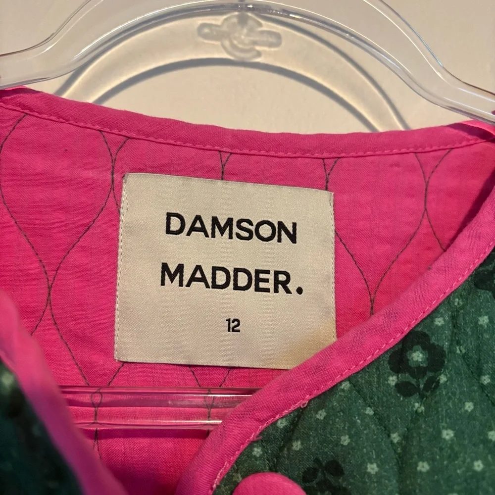 Damson Madder Diana green and pink quilted bow jacket - Picture 6 of 11